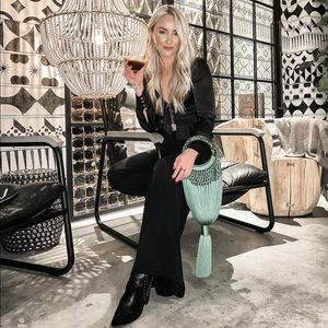 Black Satin cropped peplum